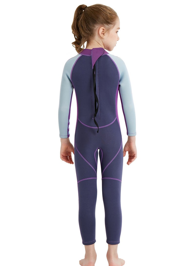 DIVE & SAIL Kids Wetsuit Long Sleeve One Piece Swimsuit UPF 50+ Sun Protection Warm Stretchy Swimwear Sunsuit Purple M - Image 4